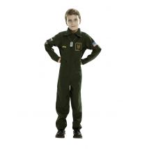 Piloten-Jungenkostüm Kampfpilot Faschingskostüm dunkelgrün - Thema: Fasching und Karneval - Grün - Größe 140/152 (10-12 Jahre)
