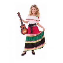 Mexikanisches Kostüm für Mädchen traditionelles Kostüm weiss-rot-schwarz - Thema: Fasching und Karneval - Bunt - Größe 110/116 (5-6 Jahre)