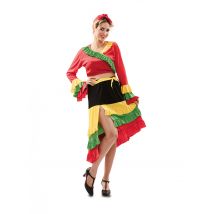 Traditionelles Tänzerin-Kostüm für Damen Faschingskostüm rot-gelb-schwarz - Thema: Fasching und Karneval - Bunt - Größe S