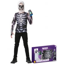 Skull Trooper-Kostümkoffer für Jugendliche Fortnite Faschingskostüm schwarz-weiss - Thema: Fasching und Karneval - Weiß - Größe 146/158 (11 -13 Jahre)