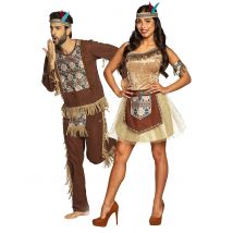 Indianer-Paarkostüm für Erwachsene Faschingskostüm braun - Thema: Fasching und Karneval - Braun