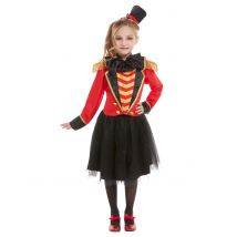 Zirkusdirektor-Kostüm für Mädchen Dompteur rot-gold-schwarz - Thema: Fasching und Karneval - Größe 140/152 (10-12 Jahre)