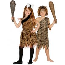 Steinzeitmenschen-Paarkostüm für Kinder braun-schwarz - Thema: Fasching und Karneval - Braun