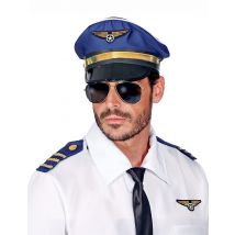 Piloten-Accessoire-Set für Erwachsene Faschingsaccessoire blau-schwarz-gold - Thema: Fasching und Karneval - Blau