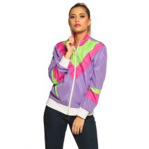 80er Jahre Bad Taste-Joggingjacke für Damen bunt - Thema: Fasching und Karneval - Violett/Lila - Größe M