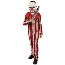 Gestreiftes Horrorclown-Kostüm für Jungen Halloweenkostüm rot-beige - Thema: Halloween - Größe 146/158 (11 -13 Jahre)