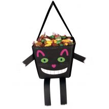 Grinsekatze-Kindertasche Happy Halloween bunt 17 cm - Thema: Halloween - Schwarz