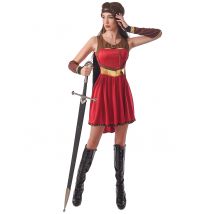 Mittelalterliches Ritterin-Kostüm für Damen Faschingskostüm rot-braun - Thema: Fasching und Karneval - Braun - Größe M