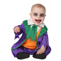 Verrücktes Clown-Kostüm für Babys Halloweenkostüm violett-grün-orange - Thema: Halloween - Orange - Größe 80 cm