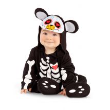 Gemütliches Dia de los Muertos-Bärenkostüm für Babys schwarz-weiß-bunt - Thema: Halloween - Schwarz - Größe 80/92 (1-2 Jahre)