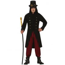 Steampunk-Vampir Herrenkostüm Halloweenkostüm schwarz-rot - Thema: Halloween - Schwarz - Größe M (38-40)