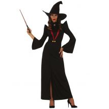 Hexen-Professorin Kostüm für Damen Hallloweenkostüm schwarz-rot - Thema: Fasching und Karneval - Schwarz - Größe L (42-44)