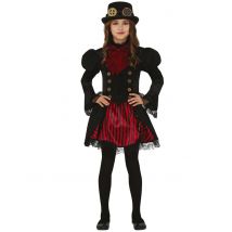 Steampunk-Kostüm für Mädchen Faschingskostüm schwarz-rot - Thema: Halloween - Schwarz - Größe 140/152 (10-12 Jahre)