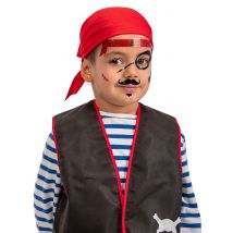Piraten Klebe-Tattoos für Kinder schwarz-rot - Thema: Fasching und Karneval - Schwarz
