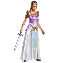 Prinzessin Zelda-Kostüm für Damen Faschingskostüm Deluxe violett-weiss-gold - Thema: Fasching und Karneval - Weiß - Größe M