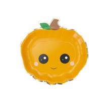 Kürbis-Teller Halloween-Partydeko 8 Stück orange-schwarz 23 cm - Thema: Halloween - Orange