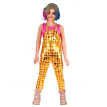 Clown-Latzhose für Kinder Film-Kostüm für Mädchen gold-gelb - Thema: Fasching und Karneval - Gelb/Blond - Größe 140 (9-10 Jahre)