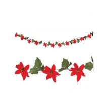 Weihnachtsstern-Girlande mit Blüten und Blättern rot-grün 200 cm - Thema: Weihnachten und Winter - Rot/Rotbraun