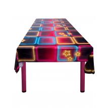 70er-Jahre Party-Tischdecke Disco bunt 180 x 130 cm - Thema: Mottoparty - Leuchtend/Neon