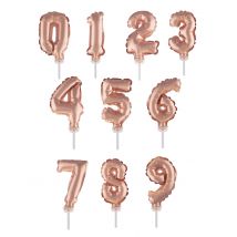 Zahlenballons Kuchenaufsatz Partydeko roségold 12,7 cm - Thema: Geburtstag und Jubiläum - Rosa/Pink