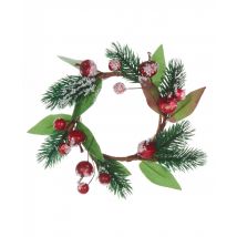 Festlicher Weihnachtskranz Weihnachts-Tischdeko grün-rot-braun 18 cm - Thema: Weihnachten und Winter - Grün