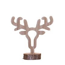 Hirschkopf-Dekofigur aus Holz Weihnachts-Tischdeko braun 25 cm