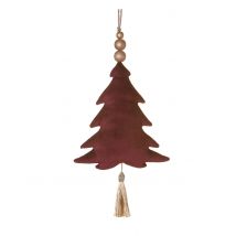 Samtige Christbaum-Hängedeko rot-weiß 22 cm - Thema: Weihnachten und Winter - Rot/Rotbraun