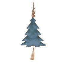Samtiger Christbaum-Aufhänger aus Velours Weihnachten blau-goldfarben 22 cm - Thema: Weihnachten und Winter - Blau