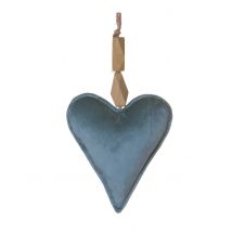 Herz-Aufhänger aus Velours blau 22 cm - Thema: Valentinstag - Blau