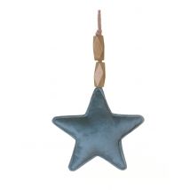 Sternen-Anhänger aus Velours Weihnachts-Hängedeko blau-braun 22 cm - Thema: Weihnachten und Winter - Blau