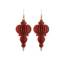 Origami Christbaum-Schmuck für Weihnachten glitzernd 2 Stück rot-goldfarben 13 cm - Thema: Weihnachten und Winter - Rot/Rotbraun