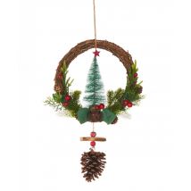 Traditionelle Tannenbaum-Hängedeko Weihnachten bunt 39 cm - Thema: Weihnachten und Winter - Grün