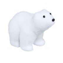 Flauschiger Eisbär Weihnachts-Tischdeko weiß-schwarz 10 cm - Thema: Mottoparty - Weiß