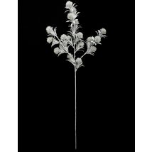 Glitzernder Blütenzweig Kunstpflanzen-Deko grün-weiss 73 cm - Thema: Weihnachten und Winter - Weiß