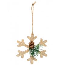 Schneeflocken-Christbaumschmuck goldfarben-grün-braun 10 cm - Thema: Weihnachten und Winter - Gold