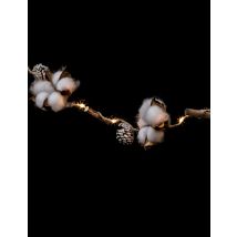 Winterliche Baumwollblüten-Girlande leuchtend Weihnachtsdeko weiß-braun 190 cm - Thema: Weihnachten und Winter - Weiß