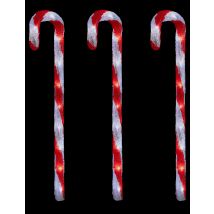 Leuchtende Zuckerstangen Weihnachtsdeko 3 Stück 70 cm - Thema: Weihnachten und Winter - Weiß