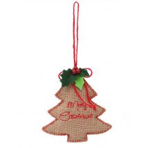 Tannenbaum aus Jute Baumschmuck für Weihnachten braun-grün-rot 13 cm - Thema: Weihnachten und Winter - Braun