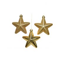 Sternen-Christbaumschmuck 6-teilig goldfarben 7,5 cm - Thema: Weihnachten und Winter - Gold