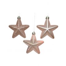 Weihnachtssterne Baumschmuck Christbaum-Aufhänger 6 Stück roségold 7,5 cm - Thema: Weihnachten und Winter - Rosa/Pink