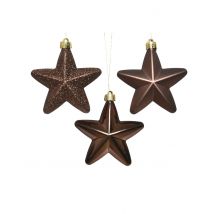 Baumschmuck in Sternen-Form Weihnachtsdeko braun 6 Stück 7,5 cm - Thema: Weihnachten und Winter - Braun