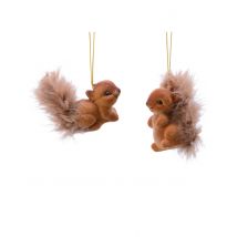 Eichhörnchen-Anhänger Christbaumschmuck 2-Stück braun 4-6 cm - Thema: Weihnachten und Winter - Braun