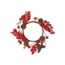 Weihnachtlicher Beerenkranz Tischdekoration braun-grün-rot 15 cm - Thema: Weihnachten und Winter - Rot/Rotbraun