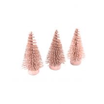 Glitzerndes Mini-Weihnachtsbaum Set 3 Stück roségold 5,5 x 2,5 cm - Thema: Weihnachten und Winter - Rosa/Pink