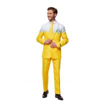 Offizieller Mr. Bier Suitmeister Partyanzug für Herren gelb-weiß - Thema: Festivals - Gelb/Blond - Größe L (54)