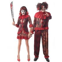 Blutiges Horrorclown-Pärchen Halloween-Paarkostüm rot-weiß - Thema: Halloween - Bunt