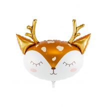 Süßer Hirsch-Ballon für Weihnachten bunt 73 x 64 cm - Thema: Kindergeburtstag - Braun