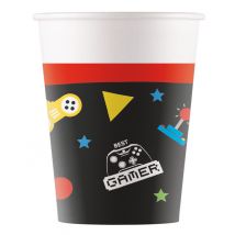 Gaming Party, Pappbecher, 200ml - Thema: Fasching und Karneval - Schwarz