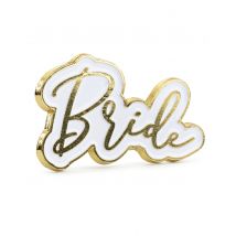 Braut pin Anstecker Accessoire für JGA weiß-gold - Thema: Hochzeit - Gold