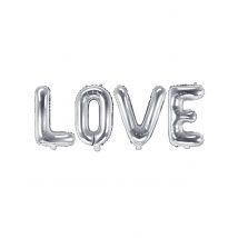 Aluminiumfolienballon Buchstaben LOVE Silber 140 x 35 cm - Thema: Fasching und Karneval - Silber/Grau